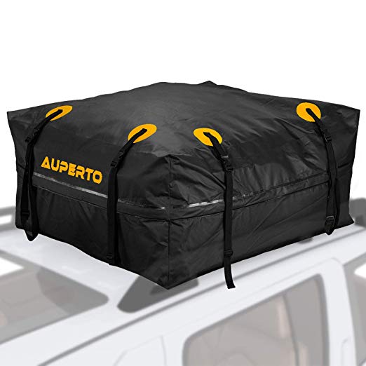 AUPERTO Roof Bag, 15 Cubic ft Rooftop Cargo Bag 100% Waterproof for Cars with Side Rails, Cross Bars or Rack