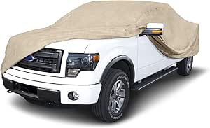 Budge Protector IV Truck Cover, 4 Layer Reliable Weather Protection, Waterproof, Dustproof, UV Treated, Tan, Size 3: Standard Cab Max Bed Length 7' 6" (90 inches)