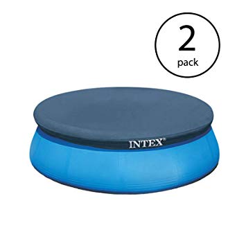 Intex 8 Foot Easy Set Above Ground Swimming Pool Debris Vinyl Round Cover Tarp (2 Pack)