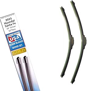 Beam Blade Wipers Set for 2023 Hyundai Santa Fe Replacement Set - WiperBladesUSA Gold Beam Wiper Blades Wipers Set