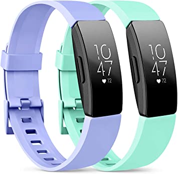 Vancle 2 Pack Rose Gold Silver Bands Compatible with Fitbit Inspire HR & Inspire & Ace 2 Fitness Tracker for Women Men, Sport Silicone Wristbands for Fitbit Inspire HR