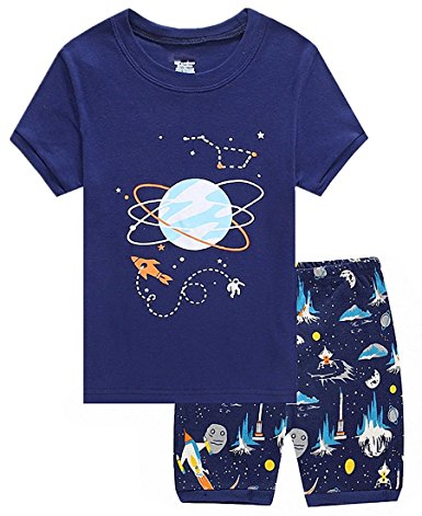 Family Feeling Space Little Boys Shorts Set Pajamas 100% Cotton Clothes Toddler Kid
