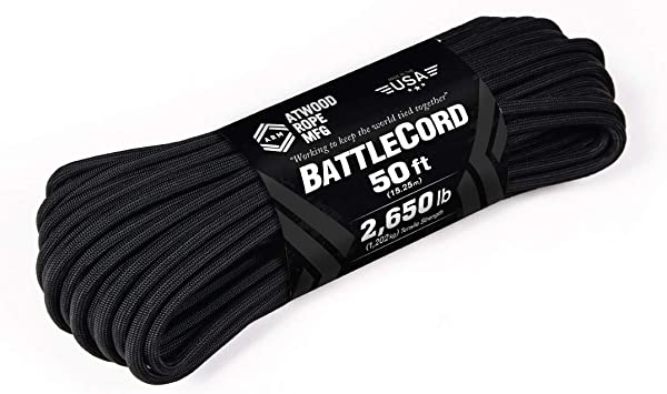 Atwood Rope MFG 5.6MM BattleCord - 2650lb Tensile Strength (Black, 50)
