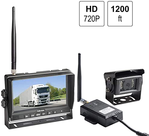 Haloview RD7 Wireless Long Range Backup Camera System kit 7'' 720P HD Digital Monitor Built in DVR Rear View Observation Reverse Camera for Truck/Trailer/Bus/RV/Pickups/Camper