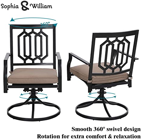 Sophia & William Outdoor Metal Swivel Chairs Set of 2 Patio Dining Rocker Chair with Cushion Furniture Set Support 300 lbs for Garden Backyard Bistro