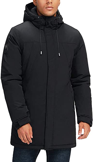 Mens Winter Coats Long Warm Jacket with Hood Casual Quilted Puffer Parka Windproof Jackets