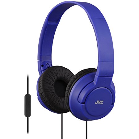 JVC HA-SR185 Lightweight Foldable Headphones with Remote (Blue)