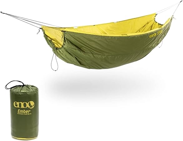 ENO Ember UnderQuilt - Protective and Warm Hammock Quilt with Recycled Synthetic Insulation - for Camping, Hiking, Backpacking, Festival, Travel, or The Beach - Evergreen