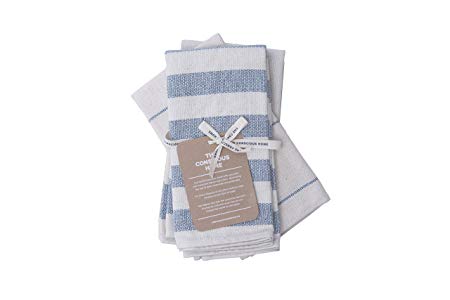 The Conscious Home Cotton Kitchen Towels Set | Eco-Friendly Kitchen Towel Upcycled Denim Tea Towels | Soft and Super Absorbent, Premium Quality | Natural and Blue,| 3-Pack, 20 x 28 in.