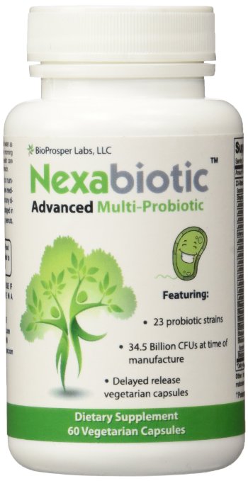 Nexabiotic Probiotic 21-strain Multi-probiotic Supplement with Lactobacillus Acidophilus, Bifidobacterium Infantis, Saccharomyces Boulardii (was Benebiotics), 60 Stomach Acid Stable Delayed-Release Capsules (Pack of 2)