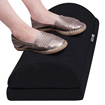 Foot Rest Under Desk Cushion - Foot Stool for Home and Office - 100% Memory Foam - Breathable Mesh Cover - Non-Slip Bottom - Adjustable Height - Ergonomic Half-Cylinder Pad for Extra Leg Support