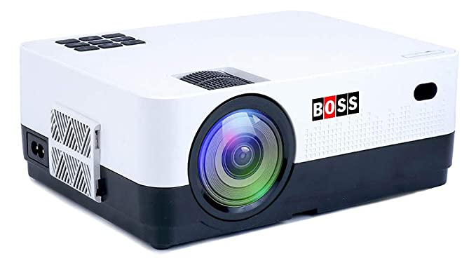 Boss S13 Office/Home Full HD Projector 4000 Lumens 1920X1080 - 180" Display with Miracast, Wi-Fi & HDMI/AV/VGA/USB/TV Input Portable Projector (White)