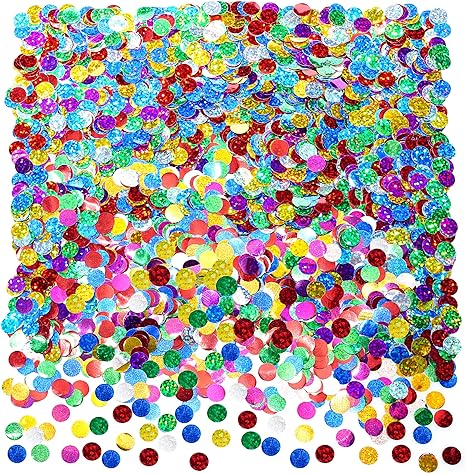 Multicolor Sparkle Foil Metallic Round Table Confetti Decor Circle Dots Mylar Scatter Wedding Bachelorette Valentines Mothers Day Baby Shower Birthday New Years Party Confetti Decorations, 60g