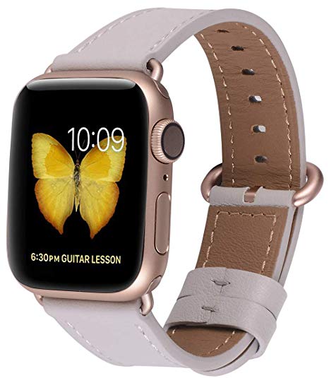 PEAK ZHANG Compatible Iwatch Band 38mm 40mm S/M Women Genuine Leather Replacement Strap Compatible iWatch Series 3 Gold/Series 4 Gold Aluminium, Stone