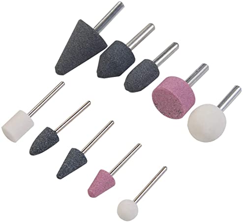 KSEIBI 689052 Grinding stone Set Of 10 Pc Stone Rotary Grinding Bits with 1/4 Inch and 1/8 Inch shank