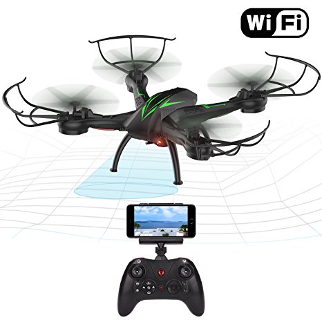 Beebeerun Wifi FPV RC Quadcopter Drone with Camera Live Video 2.4GHz 6-Gyro Headless Mode Altitude Hold One-Key Function VR Headset-Compatible Gravity Induction Damage Resistance