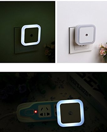 Exlight 0.5W/110V Led Smart Sensor Night Light-Automatic Creative gifts- for Bedroom Living Room, Bathroom, Hotel, Bar, Office Set of 6(White)