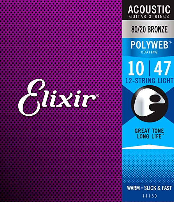 Elixir 80/20 Bronze Acoustic Sets Original Polyweb Coating 12 String - Light (0.010-0.047)