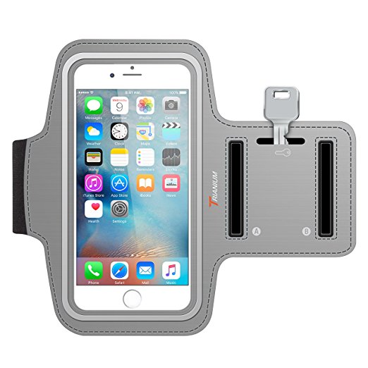 iPhone 6S Armband, Trianium ArmTrek Sports Exercise Armband for Apple iPhone 6 | iPhone 6S Case Running Pouch Touch Compatible Key Holder [Gray] Good for Hiking,Biking,Walking