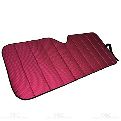 Motor Trend Front Windshield Sun shade - Accordion Folding Auto Sunshade for Car Truck SUV 58 x 24 Inch (Red)