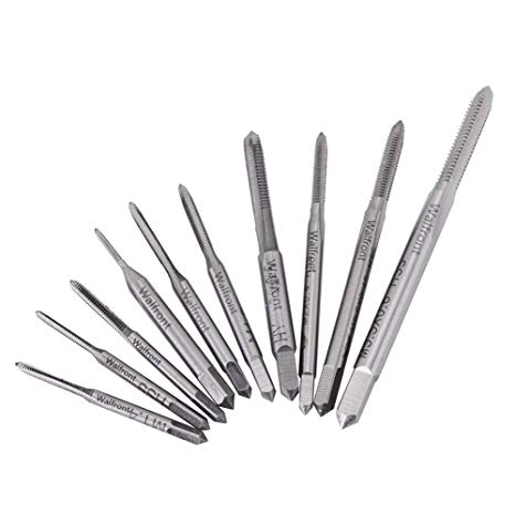 10pcs Mini NC HSS High Speed Steel Metric Machine Plug Thread Screw Tap Tool Set Straight Fluted Pipe M1，M1.2，M1.4，M1.6，M1.7，M1.8，M2，M2.5，M3，M3.5