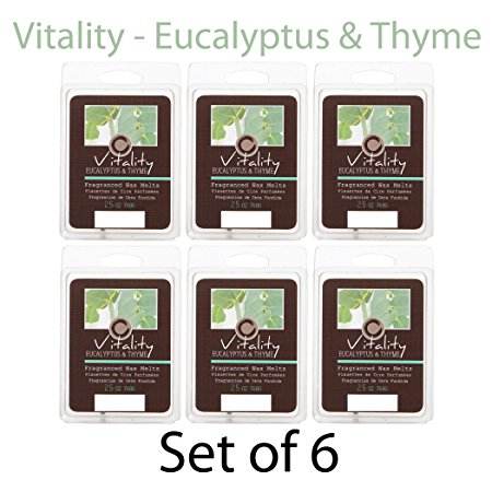 Hosley's Eucalyptus & Thyme (Vitality) Wax Cubes / Melts - Set of 6 / 2.5 oz each. Hand poured Wax Infused with Essential Oils. O7