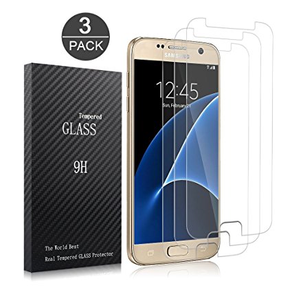 Samsung Galaxy S7 Screen Protector,XUZOU 2.5D Edge Tempered Glass 3D Touch Compatible,9H Hardness,Bubble Free (3Pack)