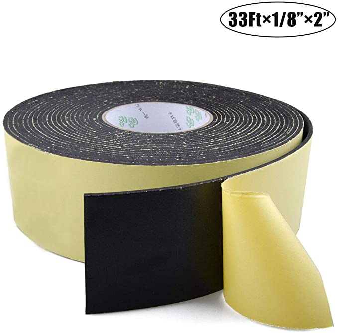 Weather Stripping for Doors,Adhesive Foam Insulation Tape Seal,Windows,Waterproof,Plumbing,HVAC,Pipes,Cooling,Air Conditioning (33 Ft x 2" x 1/8")