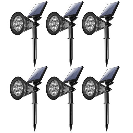 LED Solar Spotlight Outdoor, OxyLED 2-in-1 Multi Use Solar Powered Wall Security Light / Waterproof Landscape Lighting 180°angle Adjustable, Auto On/Off for Garden, Outdoor,Lawn,Backyards,Wall(6 Pack)