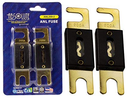 Absolute ANL200-2, 2 Pack ANL Fuses 200 Amp Gold Plated