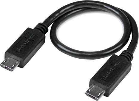 StarTech.com 8in Micro USB to Micro USB Cable - Male to Male - Micro USB OTG Cable for Your Mobile Device (UUUSBOTG8IN), Black