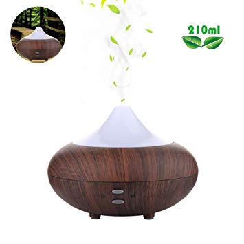 YunNasi Cool Mist Humidifier 210ml Essential Oil Diffuser for Aromatherapy with 7 Colors LED Light for Yoga Meditation SPA Bedroom Living Room Office (Dark brown)