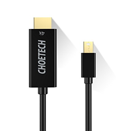 Mini DP to HDMI Cable (5.9ft), CHOETECH Mini DisplayPort (Thunderbolt Port Compatible) to HDMI Passive Cable (4K Resolution) for MacBook Pro, MacBook Air, Mac mini, Microsoft Surface Pro 3/4, etc