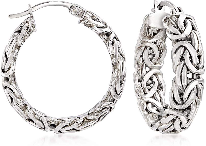 Ross-Simons Sterling Silver Small Byzantine Hoop Earrings