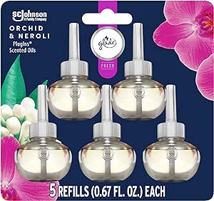 Glade PlugIns Refills Air Freshener, Scented and Essential Oils for Home and Bathroom, Orchid & Neroli, Fresh Collection 3.35 Fl Oz, 5 Count