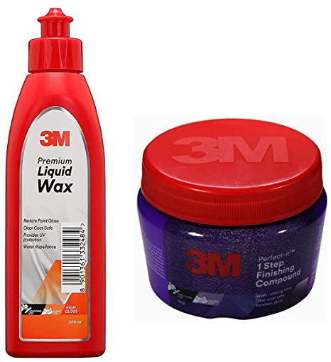 3M IA260166326 Auto Specialty Liquid Wax (200ml) & 3M Perfect-It 1-Step Finish Compound (100 g) | Remove Minor Scratches