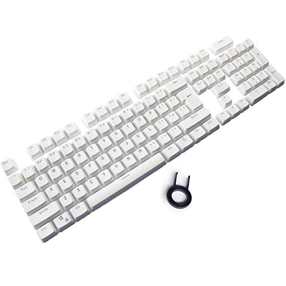 Seiorca 104 PBT Keycaps Double-Shot Backlit Keycap Set for Mechanical Keyboard with Key Puller (White)