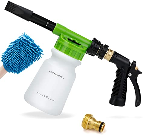 Ohuhu Car Wash Soap Sprayer, Car Wash Foam Gun Set Multifunctional Car Cleaning Foamaster Gun with 3/8' to 3/4' Quick Connector