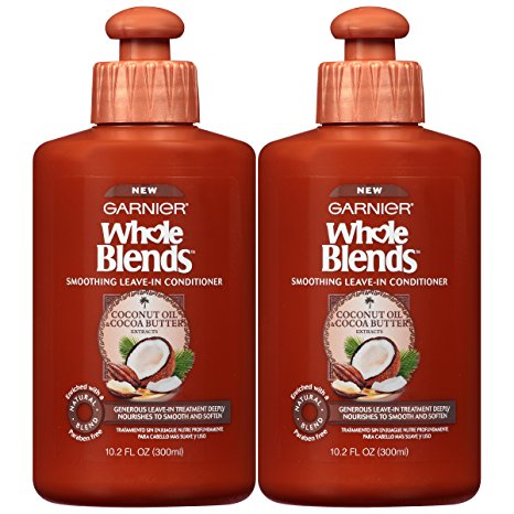 Garnier Hair Care Whole Blends Leave-In Conditioner With Coconut Oil & Cocoa Butter Extracts, 2 Count