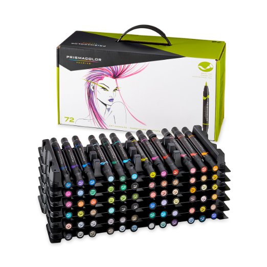 Prismacolor Premier Double Ended Art Markers Brush Tip and Fine Tip Set of 72 Assorted Colors 1773303