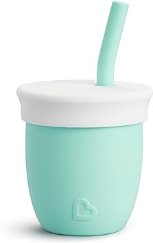 Munchkin C’est Silicone! Open Training Cup with Straw for Babies and Toddlers 6 Months , 4 Ounce, 1 Pack, Mint