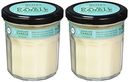 MRS MEYERS Soy Candle Large, Basil, 7.2 Ounce (Pack of 2)