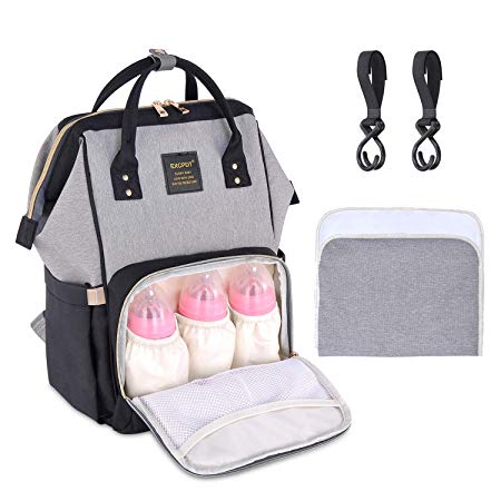 Backpack Baby Diaper Bags, EXCPDT Waterproof Mummy Dad Backpack Maternity Baby Nappy Bags with Stroller Hooks and Changing Pad for Mom Women, Mother's Day Gift,Large Capacity, Stylish and Durable