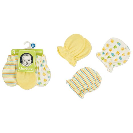 Gerber Unisex-Baby Newborn 3 Pack Mitten