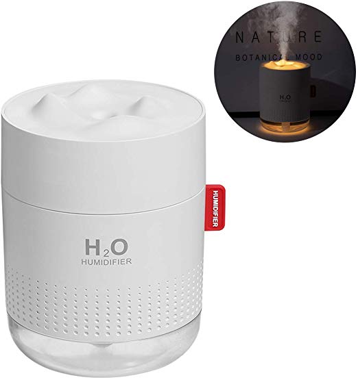 Cool Mist Humidifier 500 ml - Mini Desk Humidifiers - Up to 10-15 Hours Continuous Use, Waterless Auto-Off, Whisper Quiet Humidifiers for Home, Yoga, Office, Bedroom, Car, 1- Year Replacement Warranty