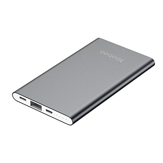 Yoobao G01 4000mAh Portable Charger(External Battery Power Bank) with Dual Input,Ultra Slim Thin and Light in Sleek Aluminum Alloy Shell with High-Speed and Safe Charge for iPhone Android etc-Gray