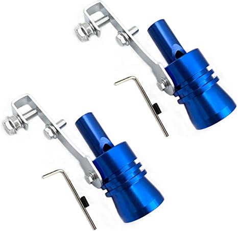 DEVMO 2pcs XL Size Aluminum Alloy Universal Turbo Sound Exhaust Muffler Pipe Whistle Car Roar Maker Blue