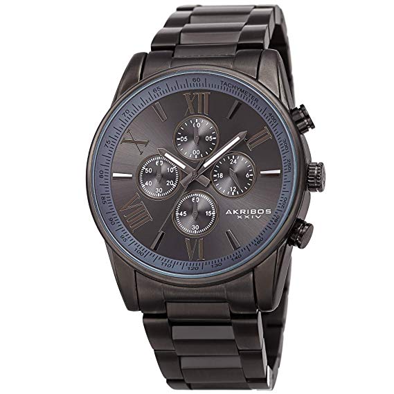 Akribos XXIV AK1072 Men’s Multifunction Bracelet Watch –Stainless Steel Chronograph 4 Sub-Dials Quartz Wristwatch
