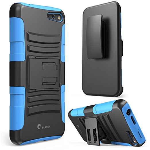 i-Blason Amazon Fire Phone Case - Prime Series Dual Layer Holster Case with Kickstand and Locking Belt Swivel Clip (Blue)