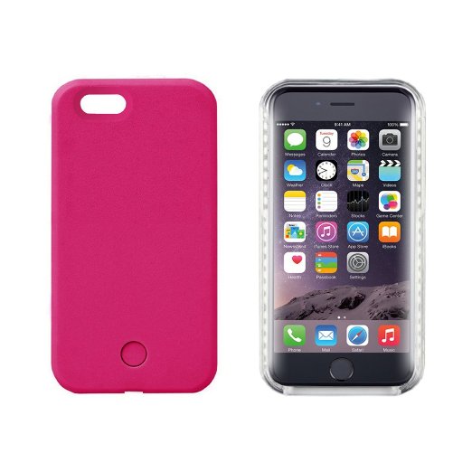 Demetory Protective LED Illuminated (Dimmable) Selfie Cell Phone Case For iPhone 6/6s (Hot Pink)